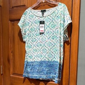 Lauren Ralph Lauren Blue and Green Short Sleeve Tee